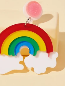 1 Pair Fashionable Minimalist Rainbow Acrylic Earrings - Multicolor - View 3