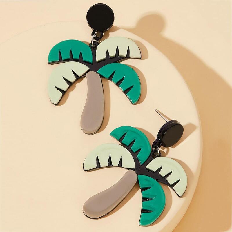 

Coconut Tree Drop Earrings 1pair, Multicolor