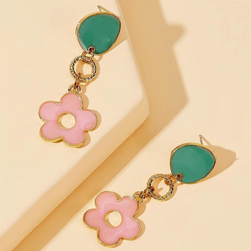

Flower Drop Earrings 1pair, Multicolor