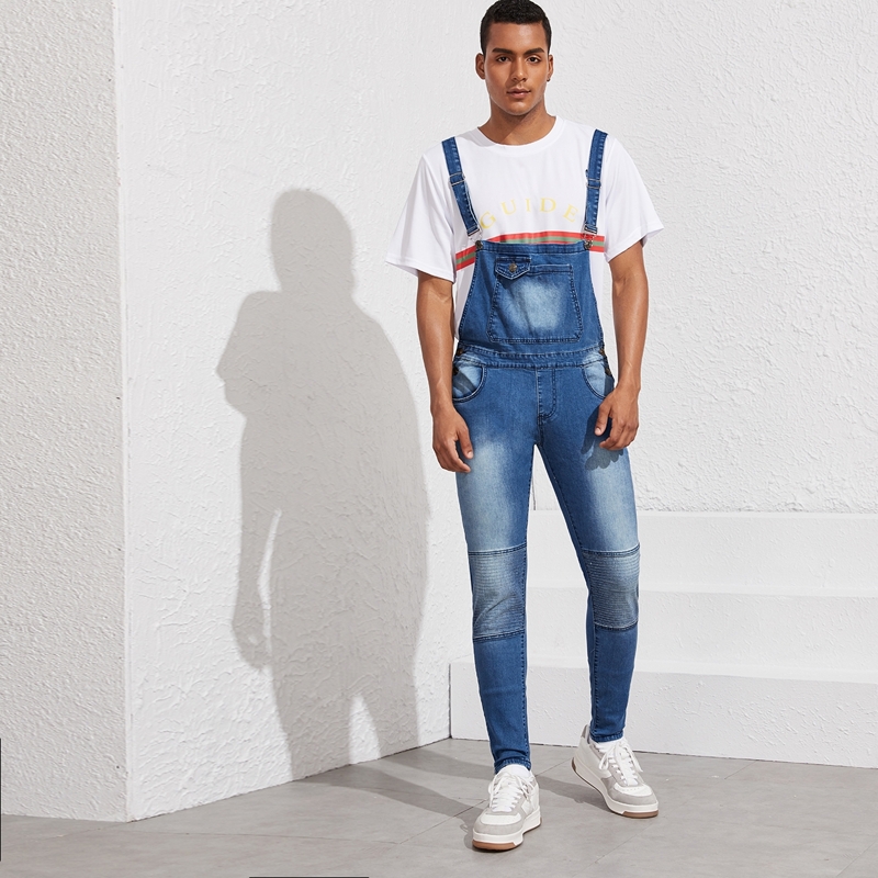 

Guys Pocket Front Washed Denim Overall, Blue