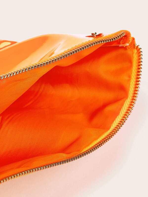 Neon Orange Fold Over Clutch Bag