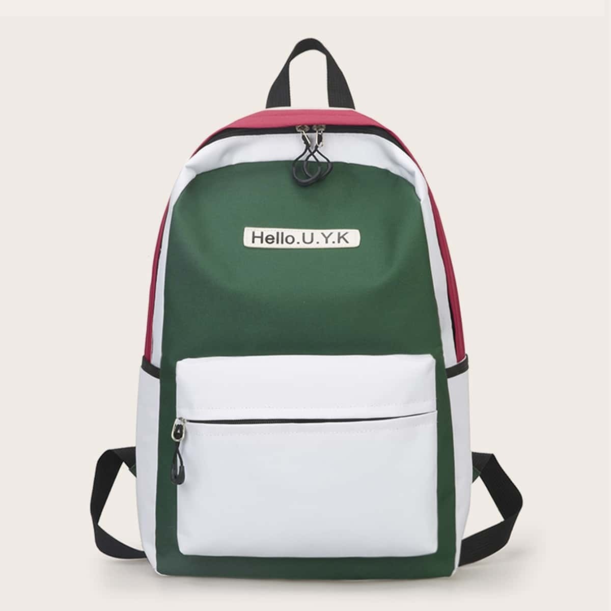 

Color Block Letter Print Backpack, Multicolor