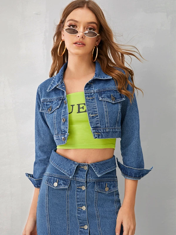 shein cropped denim jacket