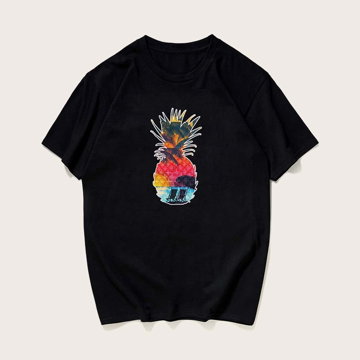 

Guys Pineapple Print Tee, Black