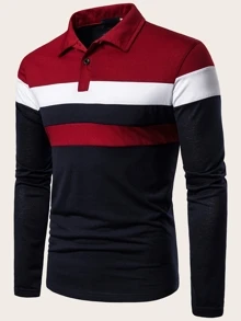 Manfinity Homme Men Color Block Collar Polo Shirt, For Going Out, For Husband & Daddy - Multicolor - View 1