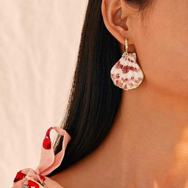 

Shell Shaped Statement Drop Earrings 1pair, White