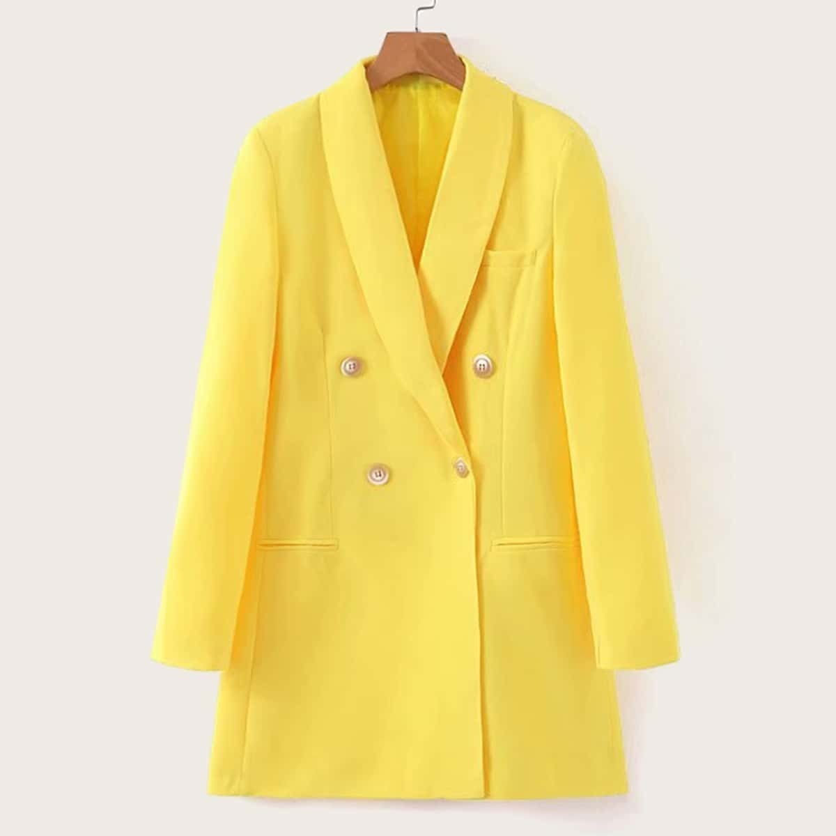 

Shawl Collar Button Front Blazer, Yellow