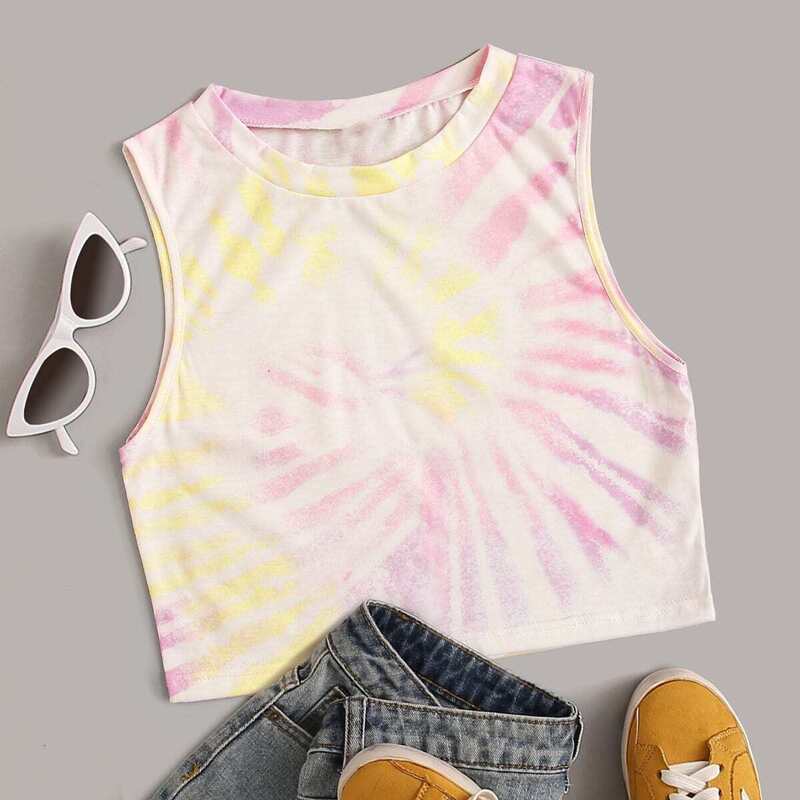 

Tie Dye Crop Tank Top, Multicolor