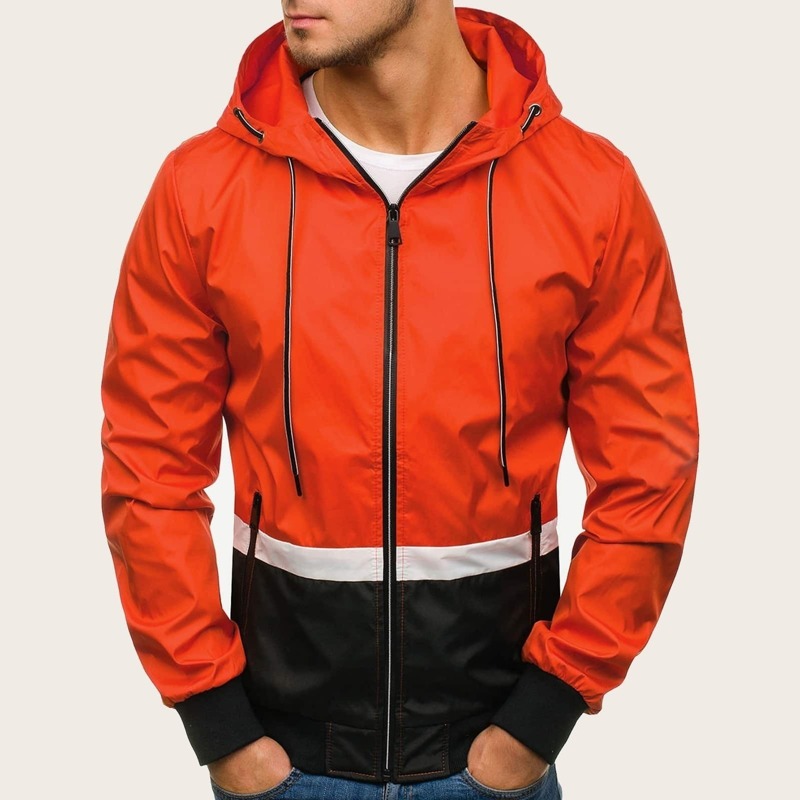 

Guys Cut And Sew Hooded Windbreaker Jacket, Multicolor