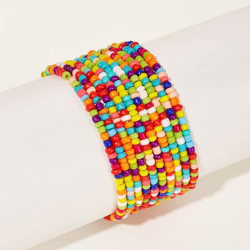 

Colorful Layered Beaded Bracelet 1pc, Multicolor