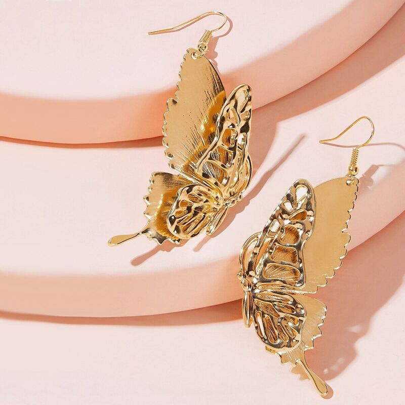 

Butterfly Drop Earrings 1pair, Gold