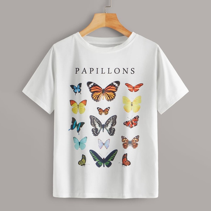 

Papillons Butterfly Graphic Tee, White