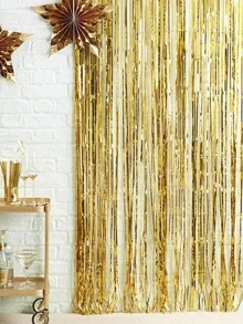 1pc Tassel Curtain Background Wall Decoration, Gold Curtain For Birthday Party Decoration Wedding - Gold - View 1