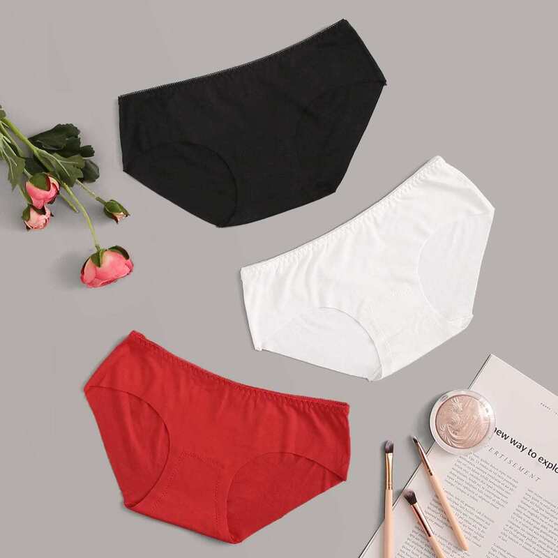 

Contrast Trim Panty Set 3pack, Multicolor