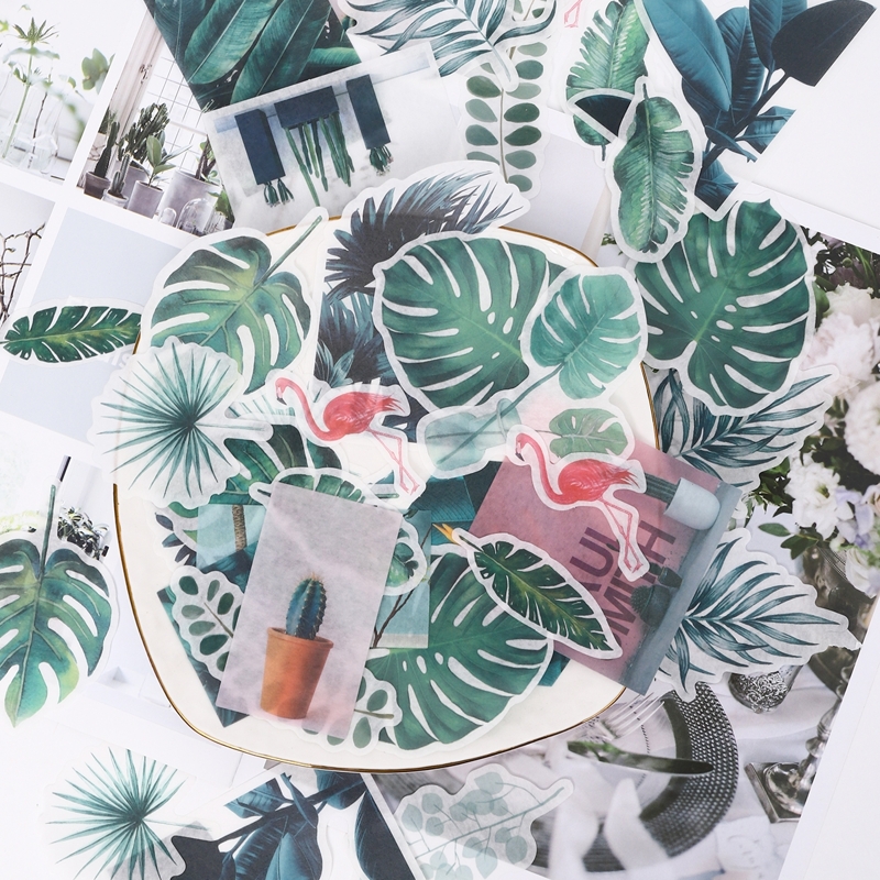 

Tropical Leaf Print Sticker 60pcs, Multicolor