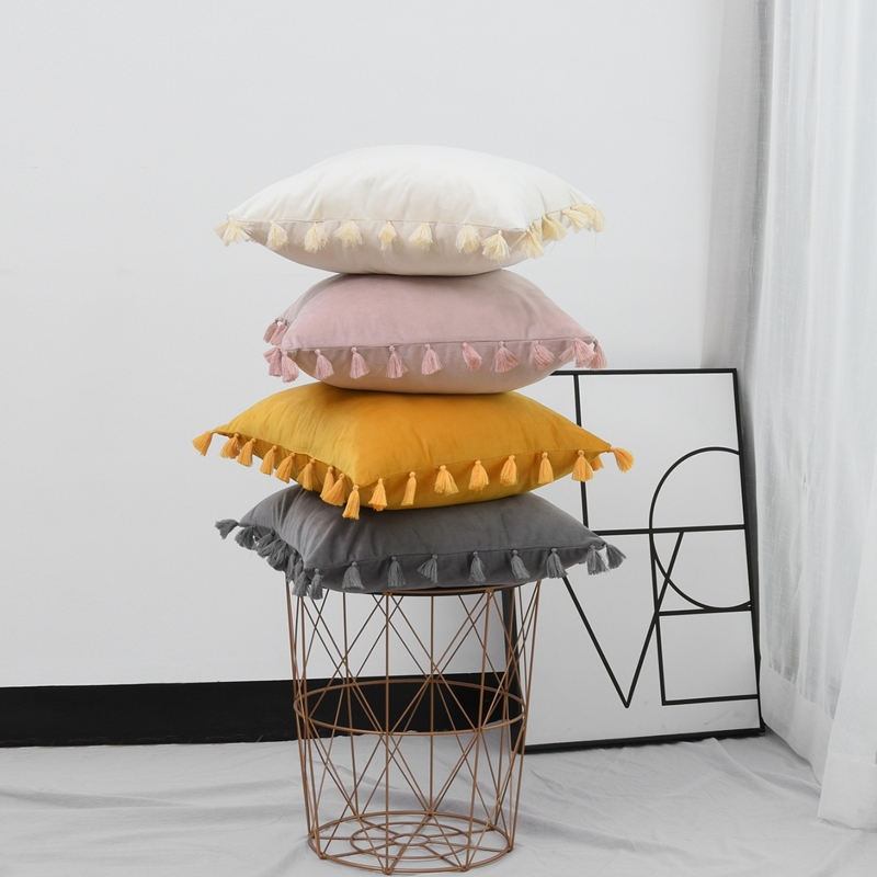 

Tassel Decor Cushion Cover 1pc, Multicolor