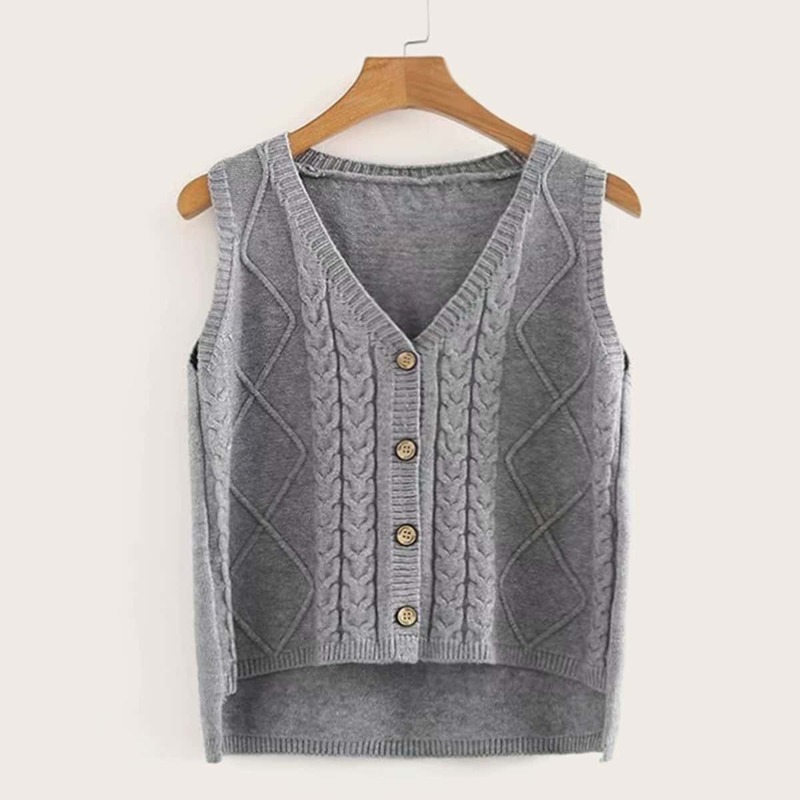 

Button Front High Low Cardigan, Grey