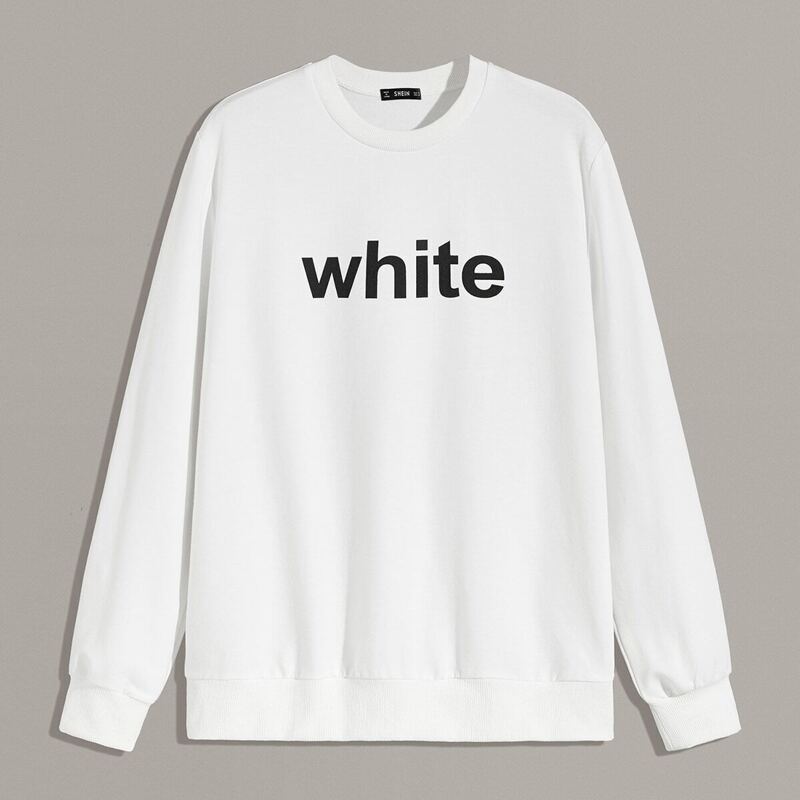 

Guys Crew Neck Letter Print Pullover, White