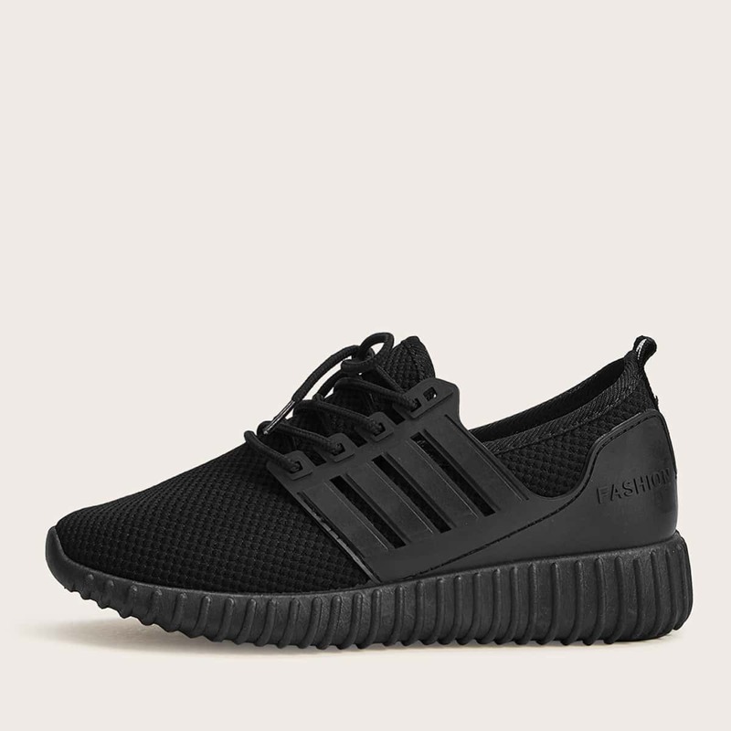 

Net Surface Lace Up Lace Up Sneakers, Black