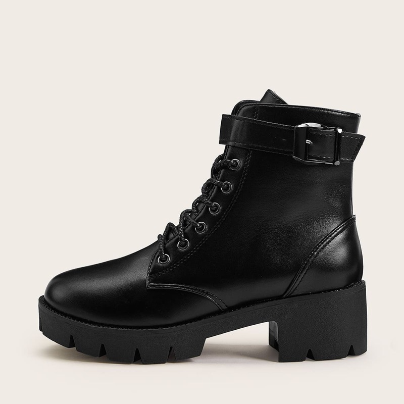 

Lace Up Platform Boots, Black