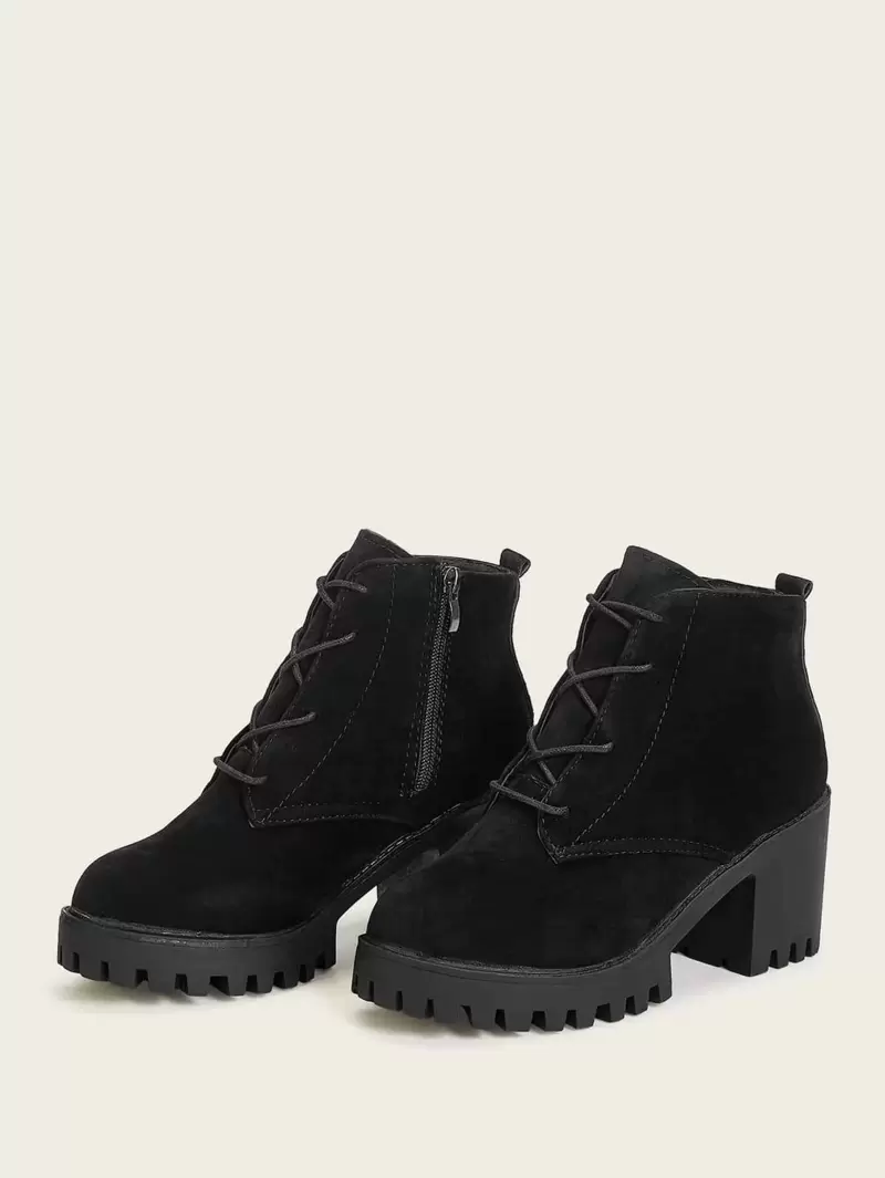Side Zipper Lace Up Ankle Boots Side Zipper Lace Up Ankle Boots