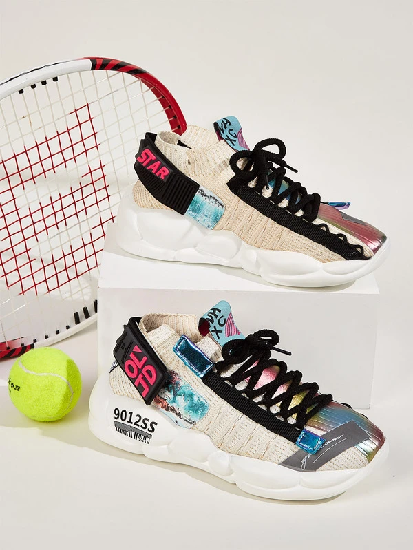 lace up chunky sole trainers