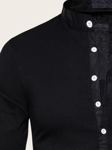 Men Half Button Stand Neck Polo Shirt Shein Usa