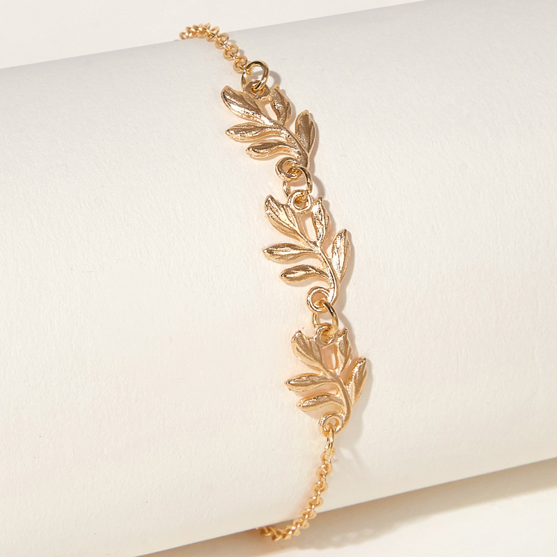

Leaf Charm Chain Anklet 1pc, Gold