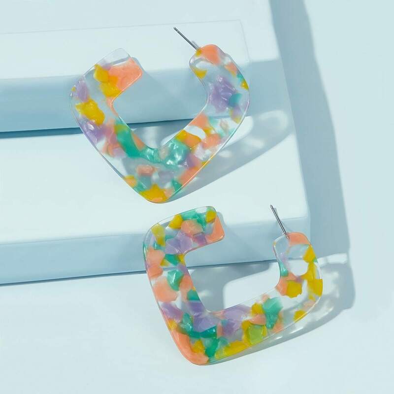 

Colorful U Shaped Earrings 1pair, Multicolor