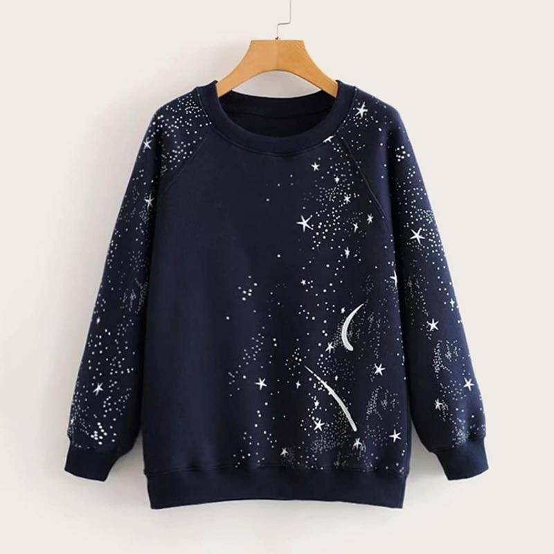 

Galaxy Print Raglan Sleeve Sweatshirt, Navy