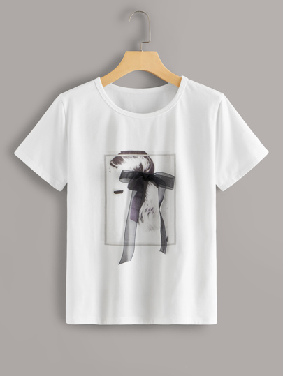 T-shirt à imprimé avec nœud