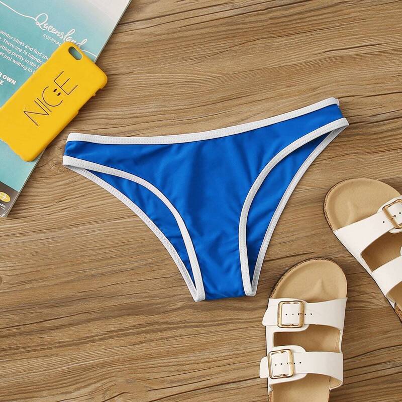 

Contrast Binding Bikini Panty, Blue bright