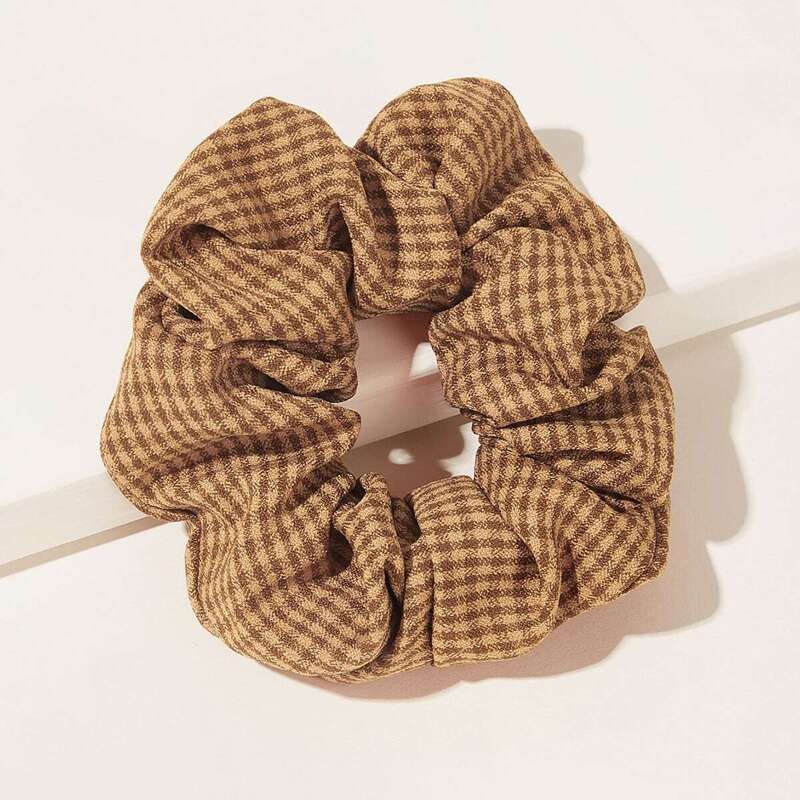 

Plaid Pattern Scrunchie 1pc, Khaki