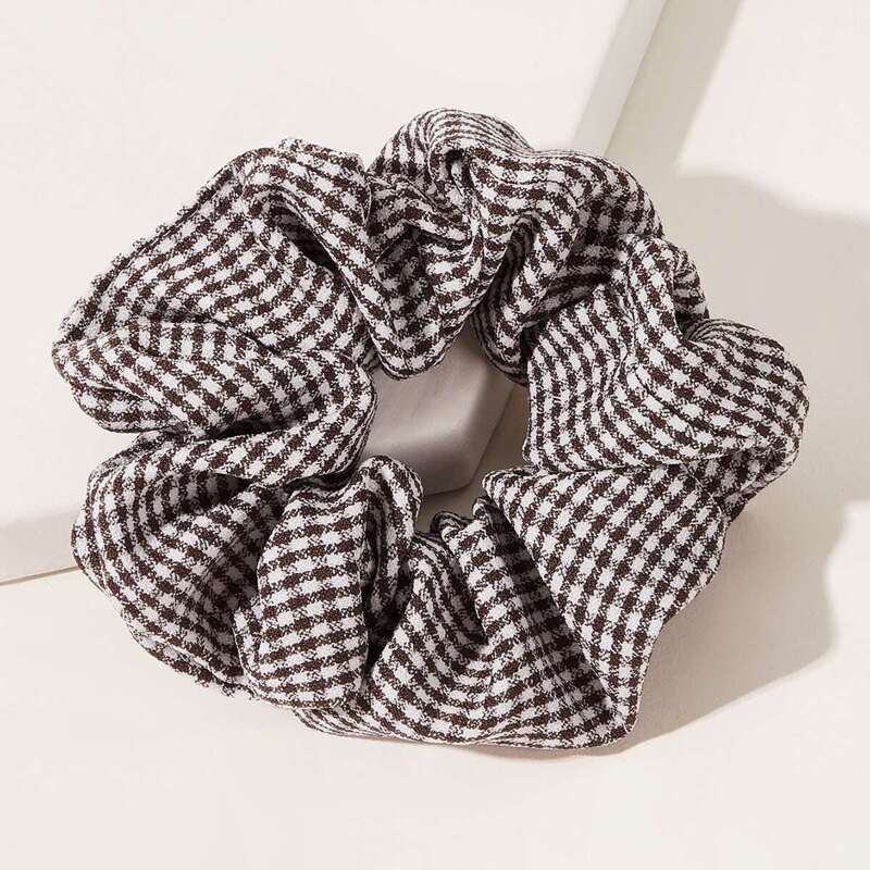 

Plaid Pattern Scrunchie 1pc, Coffee