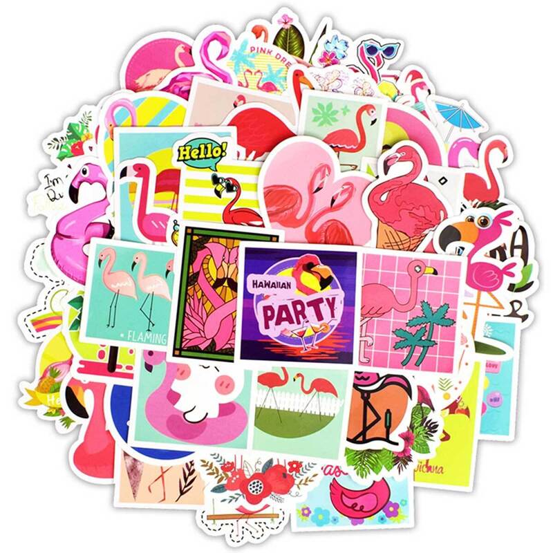 

Cartoon Flamingo Print Sticker 50pcs
