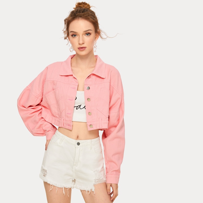 

Pink Wash Button Detail Denim Jacket