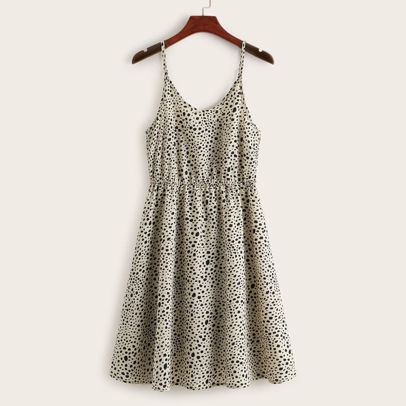 

Dalmatian Print Flared Hem Cami Dress, Multicolor