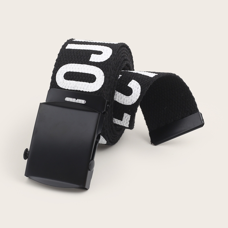 

Guys Letter Pattern Buckle Belt, Black and white