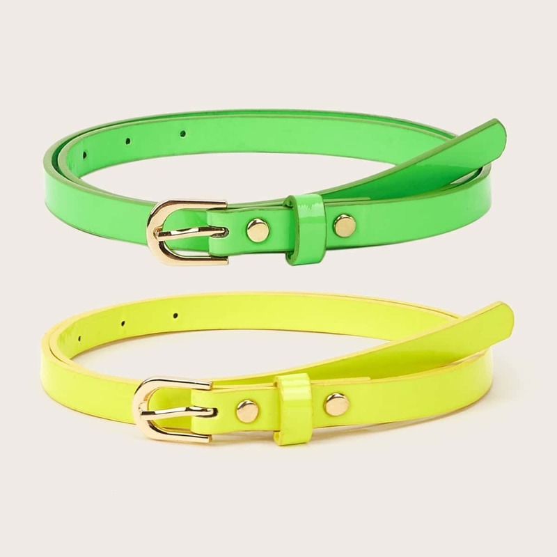

Neon Metal Buckle Belt 2pcs, Multicolor