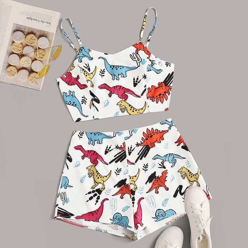 

Dinosaur Print Cami Top & Shorts, Multicolor