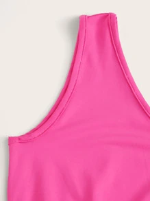 Neon Pink One Shoulder Cutout Crop Top Shein Usa