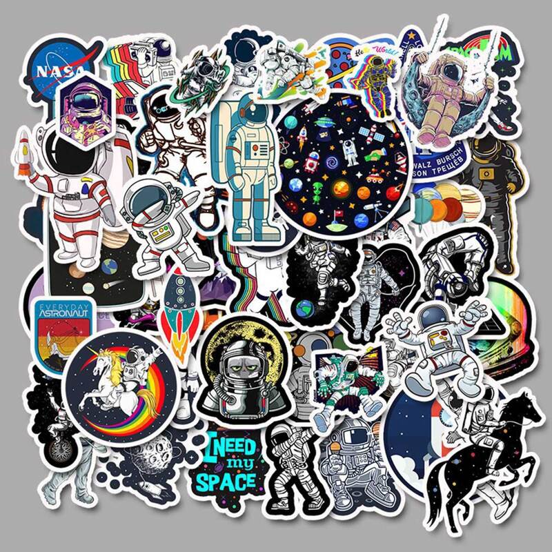 

Cartoon Astronaut Pattern Decorative Sticker 50pcs, Multicolor