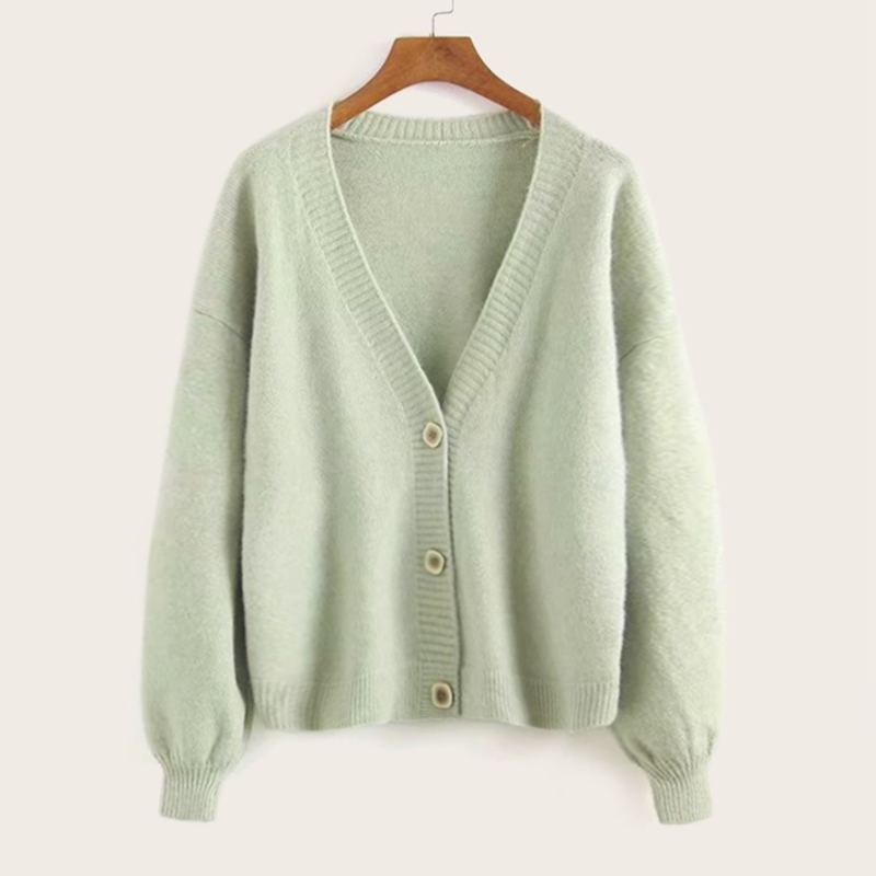 

Drop Shoulder Button Front Cardigan, Green