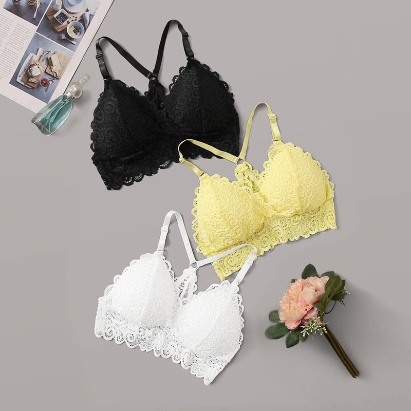 

Floral Lace Bra Set 3pack, Multicolor
