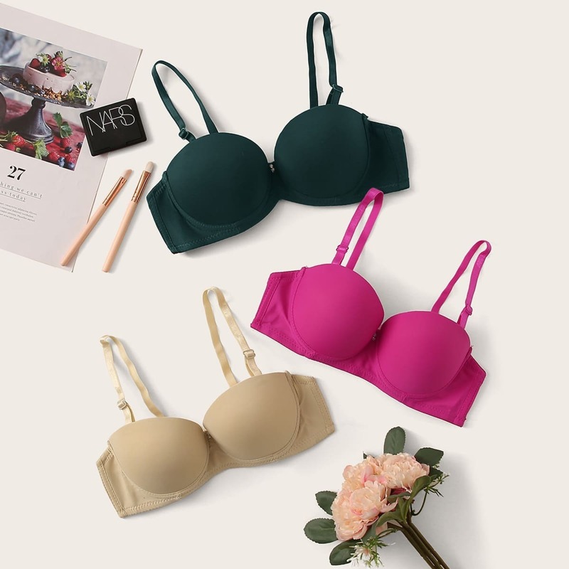 

Adjustable Strap Underwire Bra Set 3pack, Multicolor