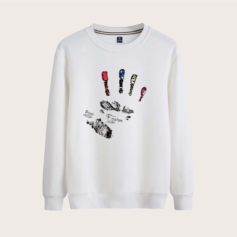 

Guys Crew Neck Palm And Letter, White