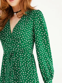 shein green polka dot dress