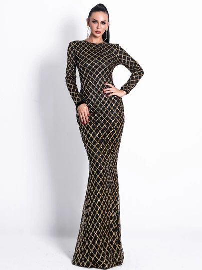 Missord Zip Back Mermaid Hem Sequin Dress