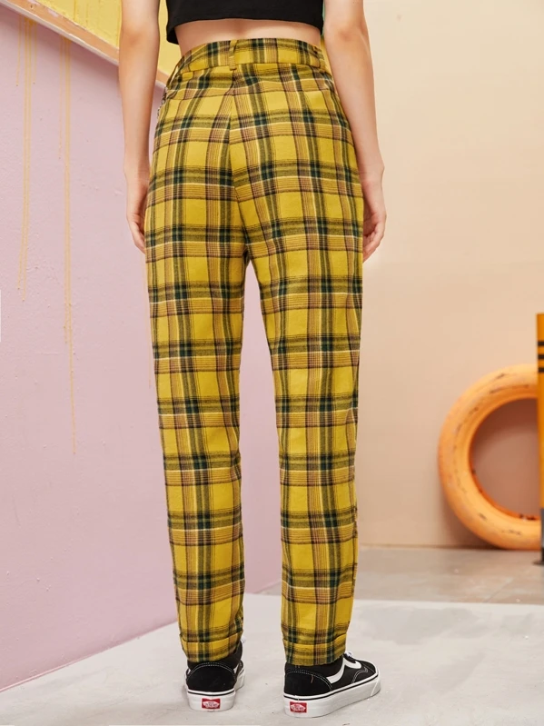 mustard yellow plaid pants
