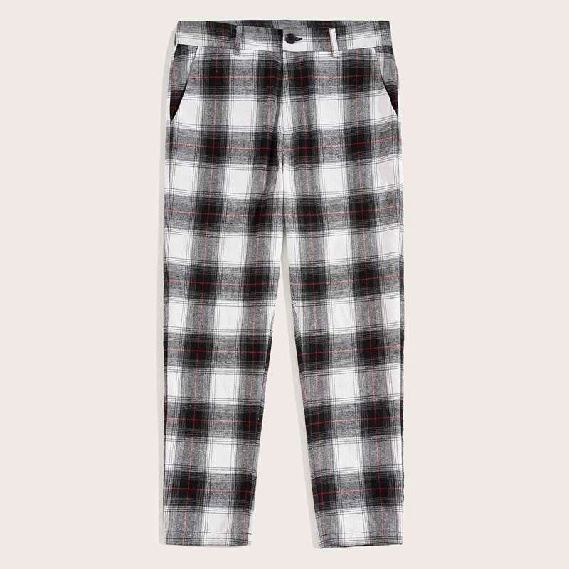 

Guys Plaid Print Cigarette Pants, Multicolor